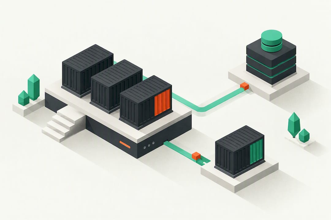 Isometric Rails deployment platform illustration